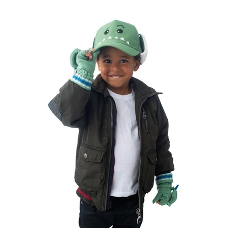 FlapJack Czapka Dziecięca z Daszkiem i Nausznikami 3D Dinozaur M