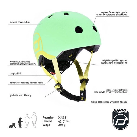 SCOOTANDRIDE Kask XXS-S dla dzieci 1-5 lat Kiwi