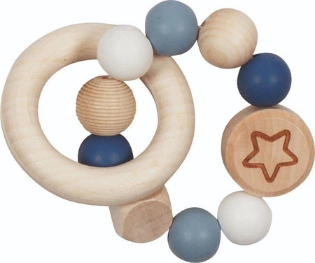 Pierścień dotykowy grzechotka granatowa Gwiazdka 65245-Goki Baby, drewniane zabawki dla niemowlaków