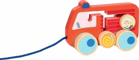 Samochód drewniany Straż Pożarna Goki 54856 zabawka na sznurku