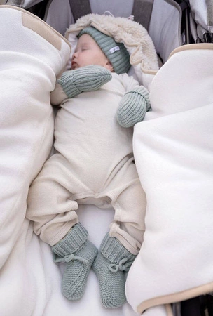 Lodger Buciki niechodki z wełny merino 100% miętowe Silk 6-12 m