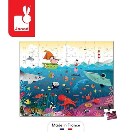 Puzzle w walizce Podwodny świat 100 elementów 6+ Made in France, Janod