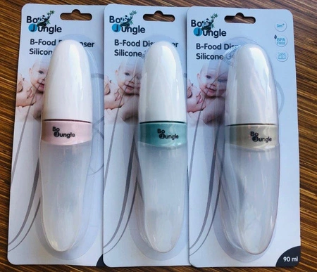 B-Pojemnik silikonowy z łyżeczką grey