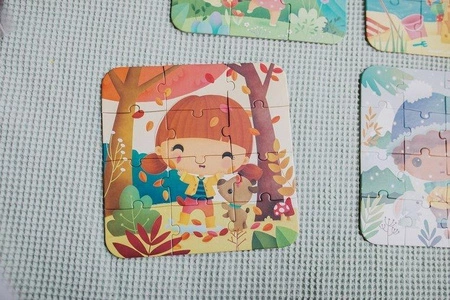 Puzzle progresywne w walizce Pory roku 4 układanki – 6, 9, 12 i 16 elementów 3+, Janod