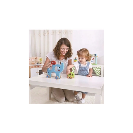 TOOKY TOY Rodzina Słoni Do Ciągnięcia Sorter 2w1 Zabawka Magnetyczna