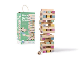 BS Toys, drewniana gra wieża numerów z kostką