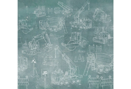 PLAC BUDOWY Pattern - Tapeta Z Maszynami Budowalnymi Malumi