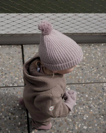 Lodger Czapeczka z wełny merino 100% różowa Rose 3-6m