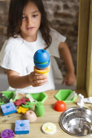 Lekkid, drewniane magnetyczne klocki konstrukcyjne- Jedzenie