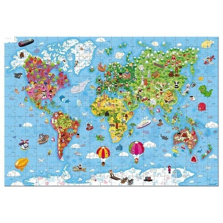 Puzzle w walizce Ogromna mapa świata 300 elementów 7+, Janod