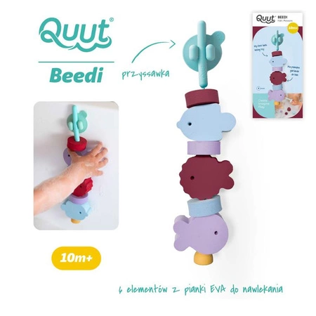 QUUT Klocki piankowe do nawlekania do kąpieli Beedi Fish Burgundy