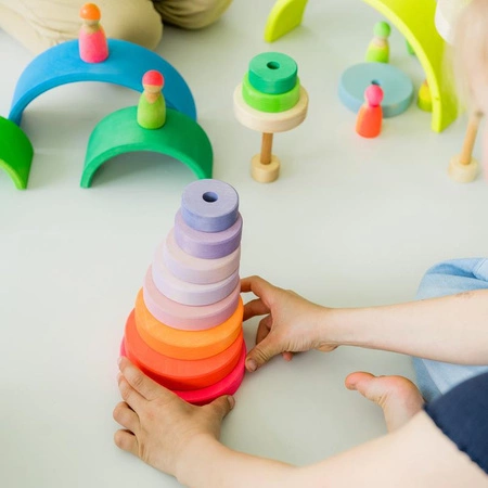 Wieża drewniana 10 krążków Neon Pink Grimm’s