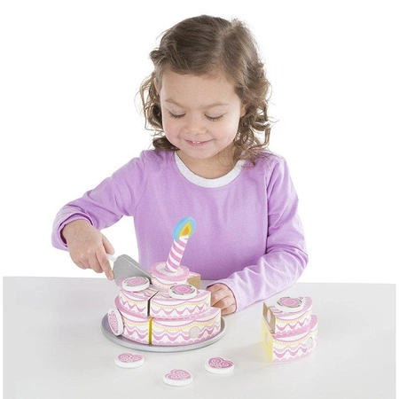 Drewniany tort urodzinowy dla dzieci trójwarstwowy Różyczka Melissa & Doug 14069