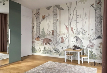 FOREST MURAL - Tapeta W Las I Zwierzątka Malumi