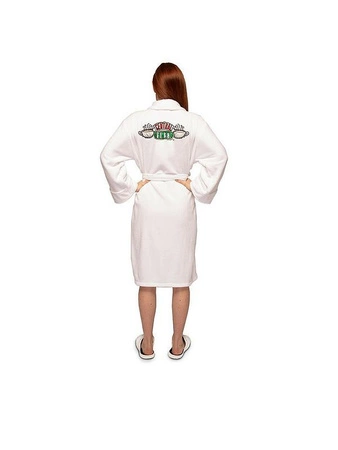 Szlafrok damski Przyjeciele Central Perk biały bez kaptura