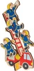 Układanka przestrzenna dla dzieci Figle strażaków - Goki, puzzle drewniane