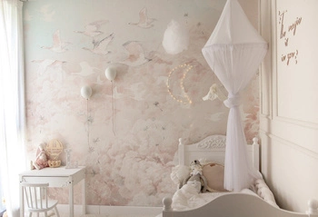 DREAM Kids Rose - Tapeta W Chmury I Ptaki Malumi