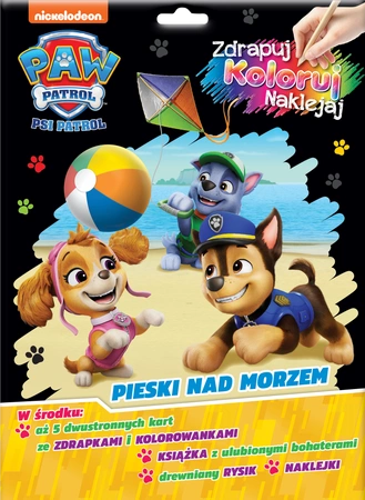 Pieski nad morzem. Psi Patrol. Zdrapuj, koloruj, naklejaj