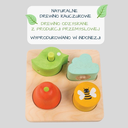 Drewniana zabawka sensoryczna - Ogród - kształty i dźwięki, Tender Leaf Toys