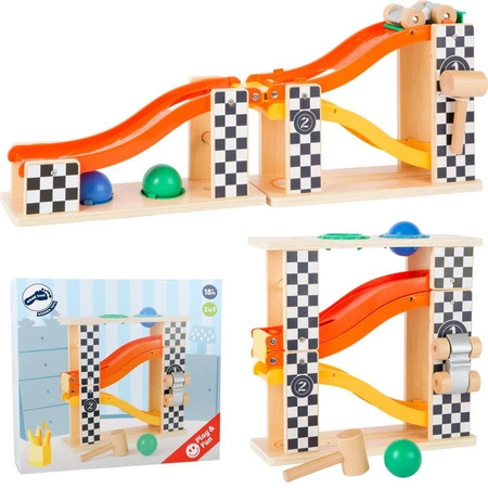 Tor do zjeżdżania dla kulek 2w1 Mały wyścig 10601- Small foot, pojazdy dla dzieci