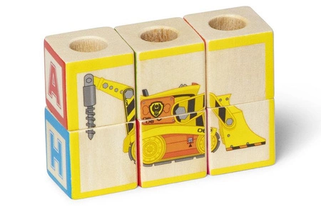 Ciężarówka z przyczepą klocki drewniane Psi Patrol ABC Melissa & Doug 33272 układanka na palikach
