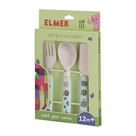 Zestaw sztućców dla dziecka, 3 el.,Elmer | Petit Jour Paris®