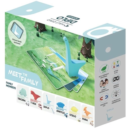 Halftoys Magnetyczny Składany Dinozaur Diplodok z Książeczką