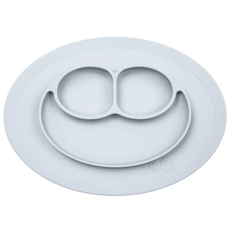 EZPZ Silikonowy talerzyk z podkładką mały 2w1 Mini Mat pastelowa szarość + pokrywka GRATIS szara