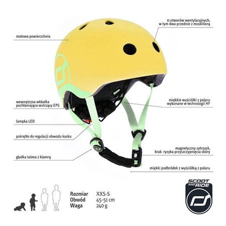 SCOOTANDRIDE Kask XXS-S dla dzieci 1-5 lat Lemon