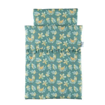 Pościel dla lalek z falbanką Leśne ptaszki