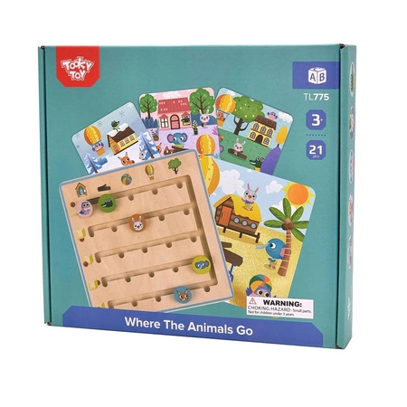 TOOKY TOY Drewniana Gra Pamięciowa dla Dzieci Nauka Liczenie Zwierzątka 21 el.