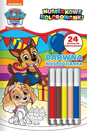 Barwna niespodzianka. Psi Patrol. Numerkowe kolorowanki