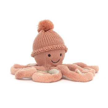 JellyCat Ośmiornica w Czapce z Pomponem Morelowa 23 cm