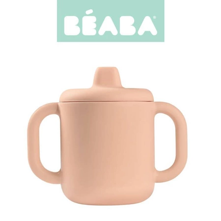 Beaba Kubeczek treningowy silikonu z pokrywką z ustnikiem Pink