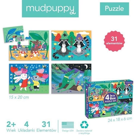 Mudpuppy Puzzle progresywne „Uważność” 4, 6, 9 i 12 elementów 2+