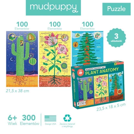 Mudpuppy Puzzle edukacyjne 3w1 Anatomia roślin 100 elementów 6+