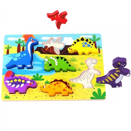 TOOKY TOY Grube Puzzle Montessori Dinozaury Dopasuj Kształty