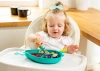 Zestaw Talerzyk z Trzema Przegródkami z Antypoślizgową Przyssawką + Sztućce Dla Dzieci Wieloryb Morski GiliGums