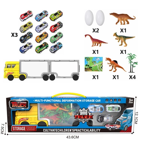 WOOPIE Ciężarówka Transporter 2w1 Zestaw Dinozaurów + Makieta
