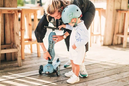 Zestaw SCOOTANDRIDE Highwaykick 1 2w1 Jeździk i hulajnoga 1-5 lat Steel + Kask XXS Steel