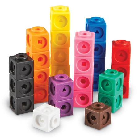 Klocki, Kostki matematyczne, Zestaw edukacyjny 100 szt. - MathLink Cubes