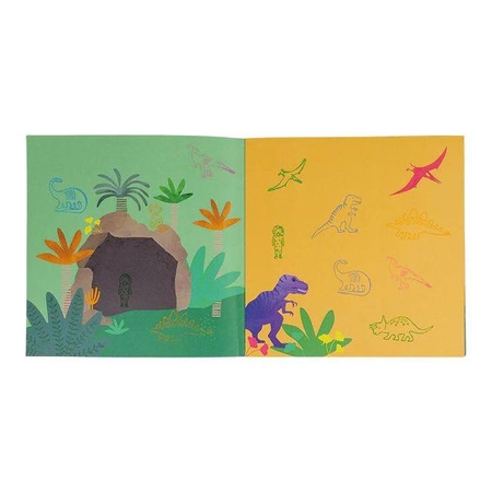 Dinozaury Zestaw Kolorowych Pieczątek i Książeczka