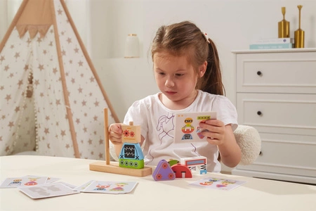 VIGA Układanka Piramidka Roboty + Wzory 8 el.