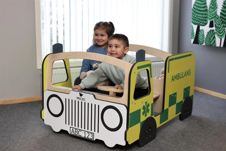 Drewniany ambulans meble dla dzieci wyposażenie auto karetka zabawka Micki