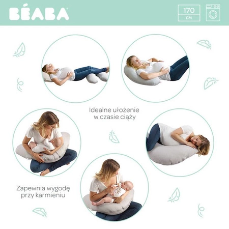 Beaba Ergonomiczna poduszka rogal dla kobiet w ciąży i karmiących Big Flopsy ™ Print Jersey Howell White