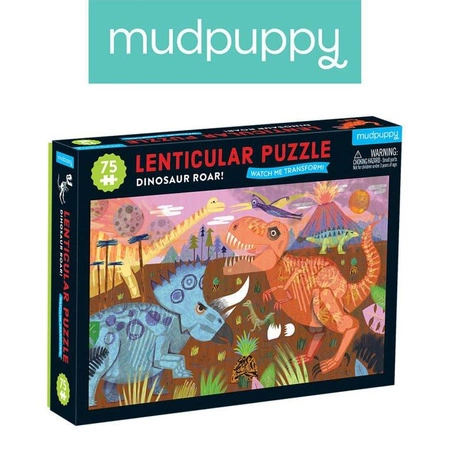 Mudpuppy Puzzle soczewkowe z ruchomym obrazkiem 3D Dinozaury 75 elementów 5+