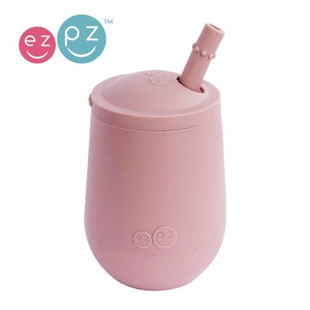 EZPZ Silikonowy kubeczek ze słomką Mini Cup + Straw Training System 120 ml pastelowy róż