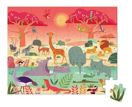 Puzzle w walizce Rezerwat zwierząt 54 elementy 5+ Made in France, Janod