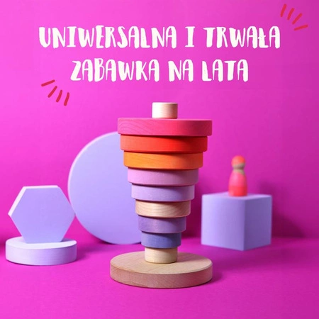 Wieża drewniana 10 krążków Neon Pink Grimm’s