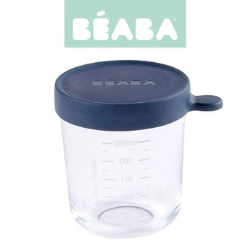 Beaba Pojemnik słoiczek szklany z hermetycznym zamknięciem 250 ml dark blue